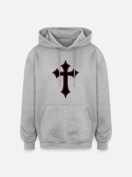 Gothic Cross__V004 - Oversized Unisex Hoodie - heather grey