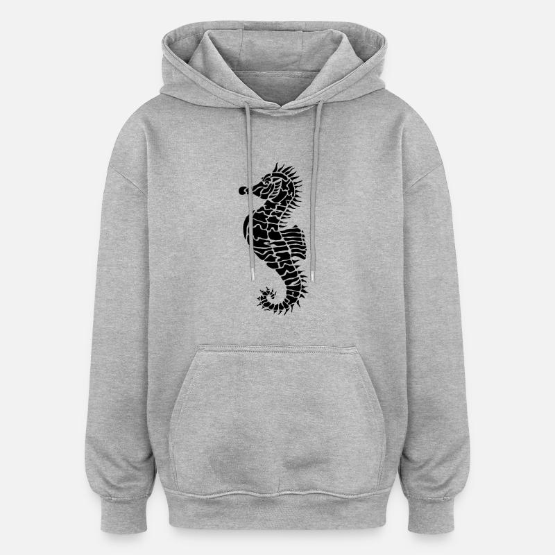 Hyppocampe - Sweat à capuche oversize unisexe - gris chiné