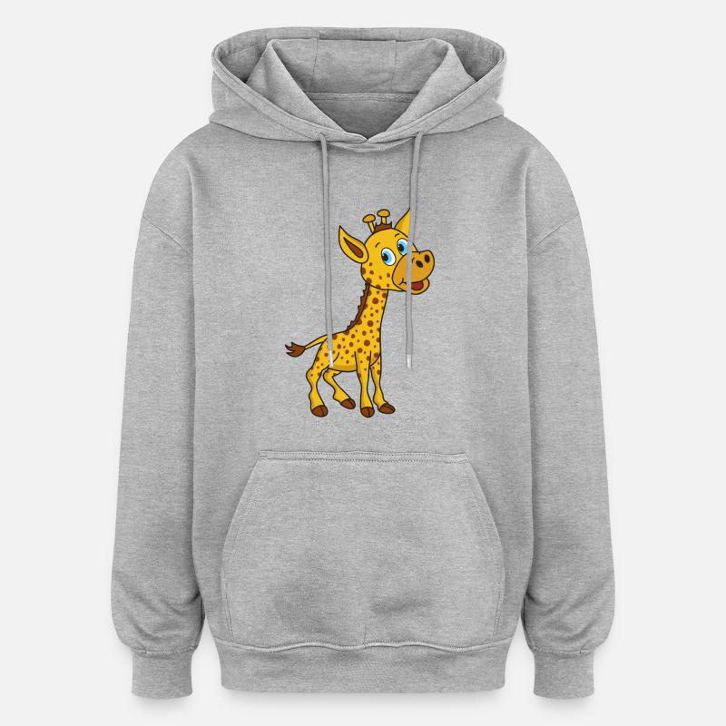 girafe - Sweat à capuche oversize unisexe - gris chiné