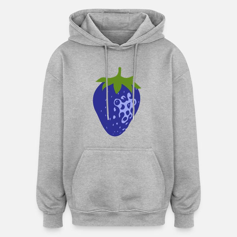 Blaue Erdbeere - Oversized Unisex Hoodie - Grau meliert