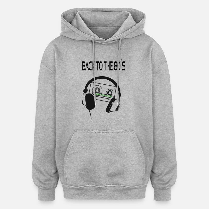 Retour aux années 80 - Sweat à capuche oversize unisexe - gris chiné