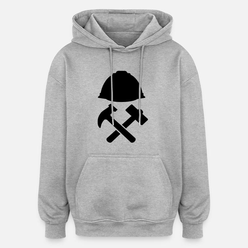 construction worker - Sweat à capuche oversize unisexe - gris chiné