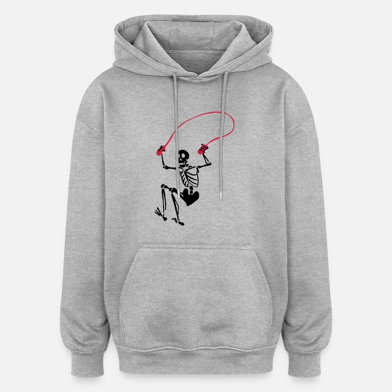 Skeleton Seilspringen - Oversized Unisex Hoodie - Grau meliert
