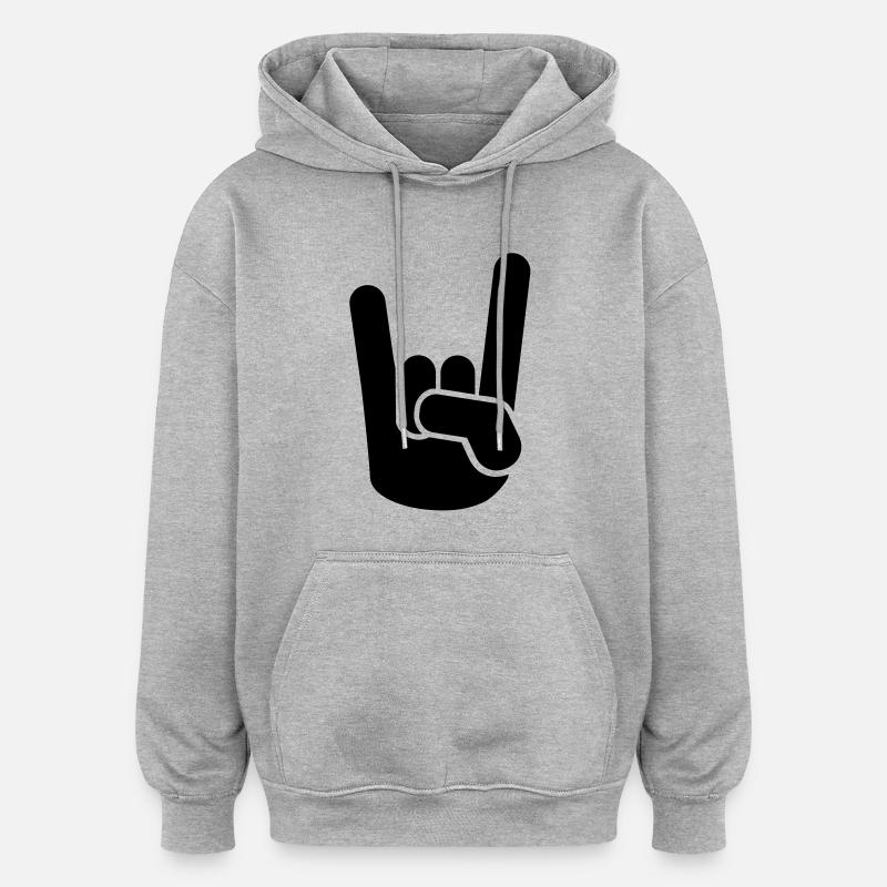 Rock Main - Sweat à capuche oversize unisexe - gris chiné