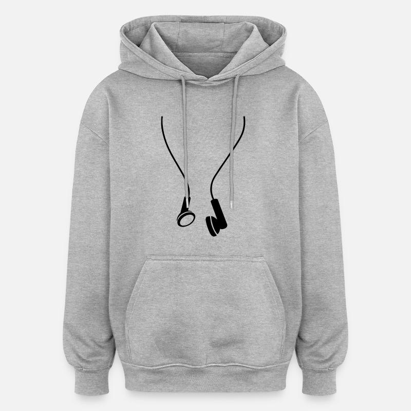 écouteurs de musique - Sweat à capuche oversize unisexe - gris chiné