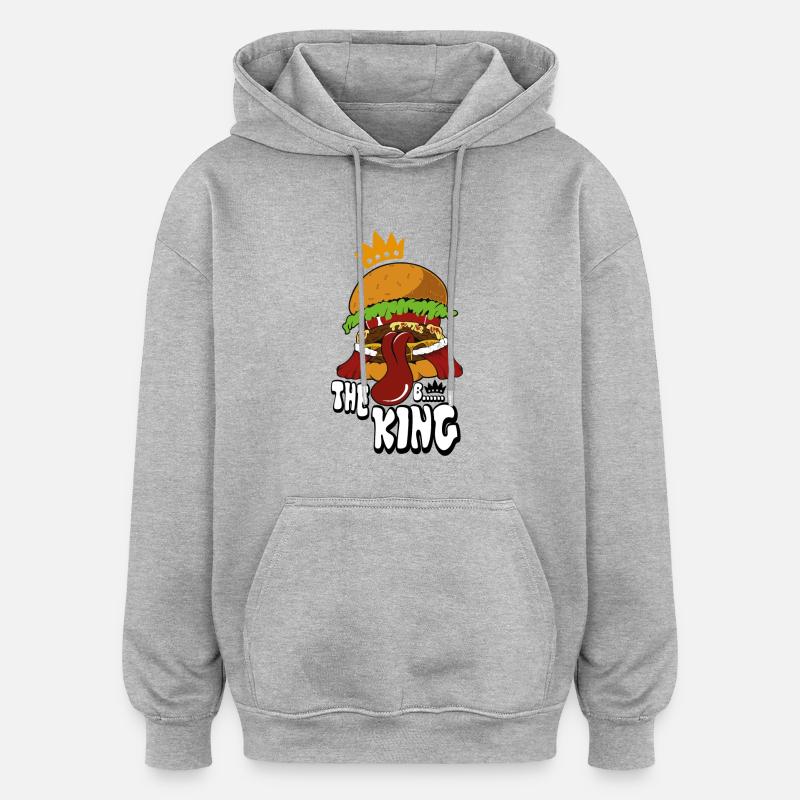 burger - Sweat à capuche oversize unisexe - gris chiné