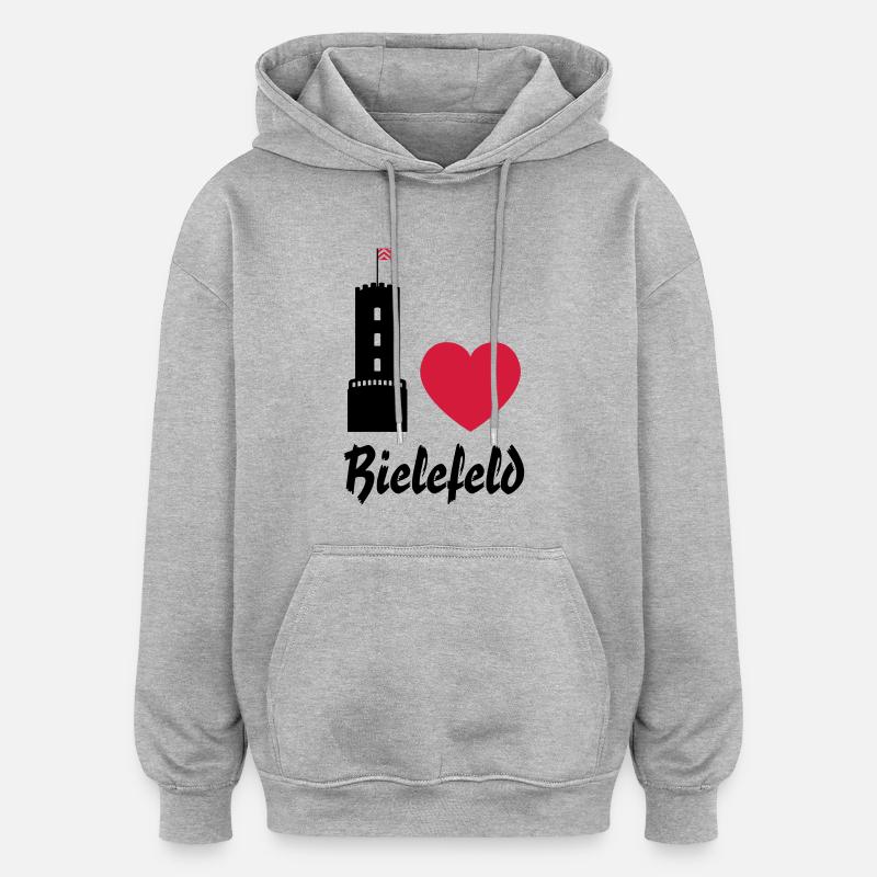 J'aime Bielefeld - Sweat à capuche oversize unisexe - gris chiné