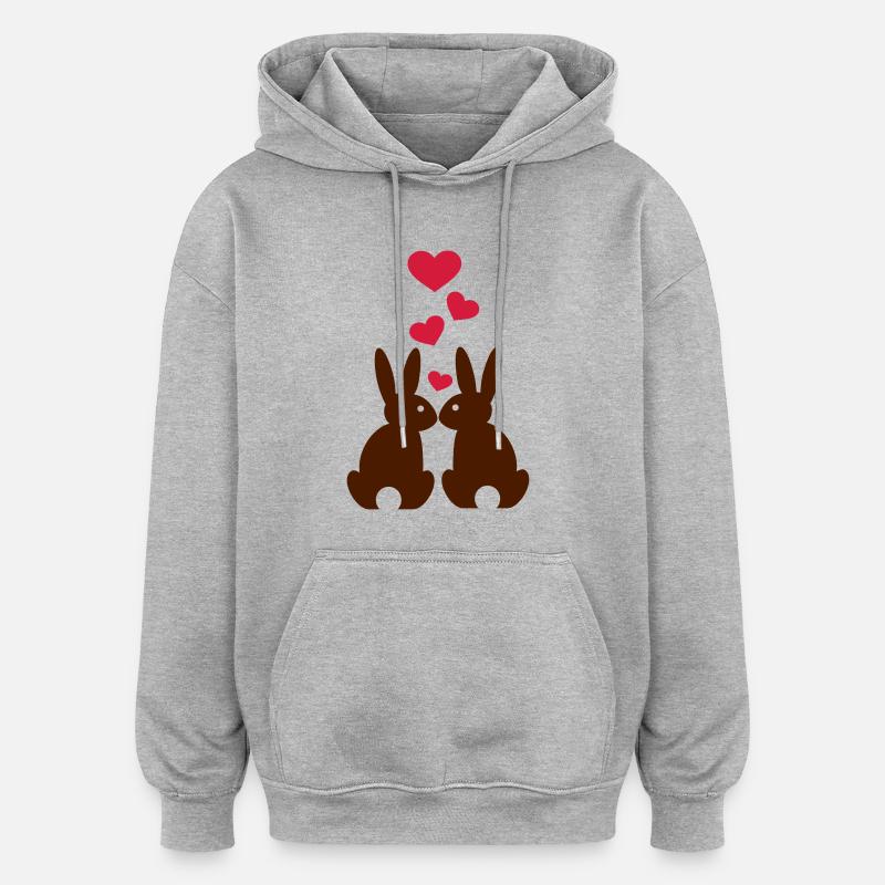 Hase - Oversized Unisex Hoodie - Grau meliert