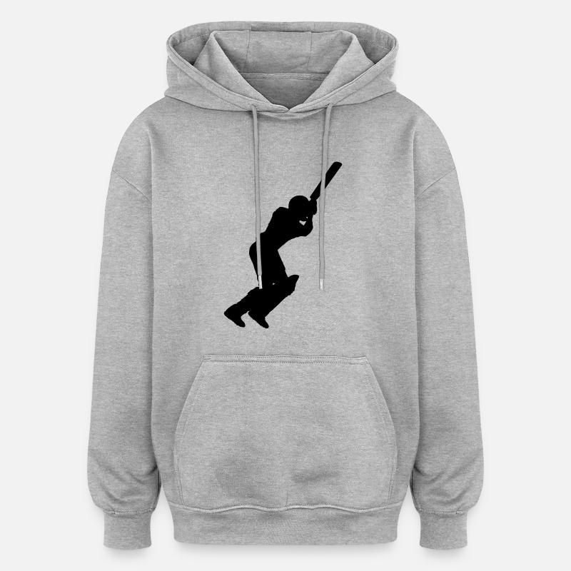 Cricket Player (Vector) - Sweat à capuche oversize unisexe - gris chiné