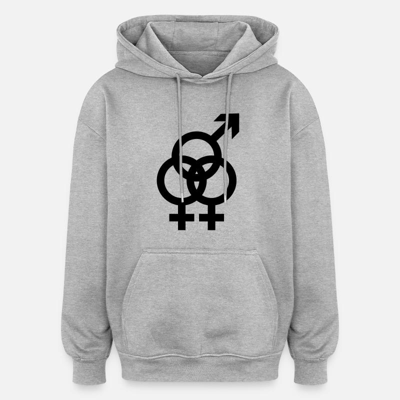 Bisexuel - Sweat à capuche oversize unisexe - gris chiné