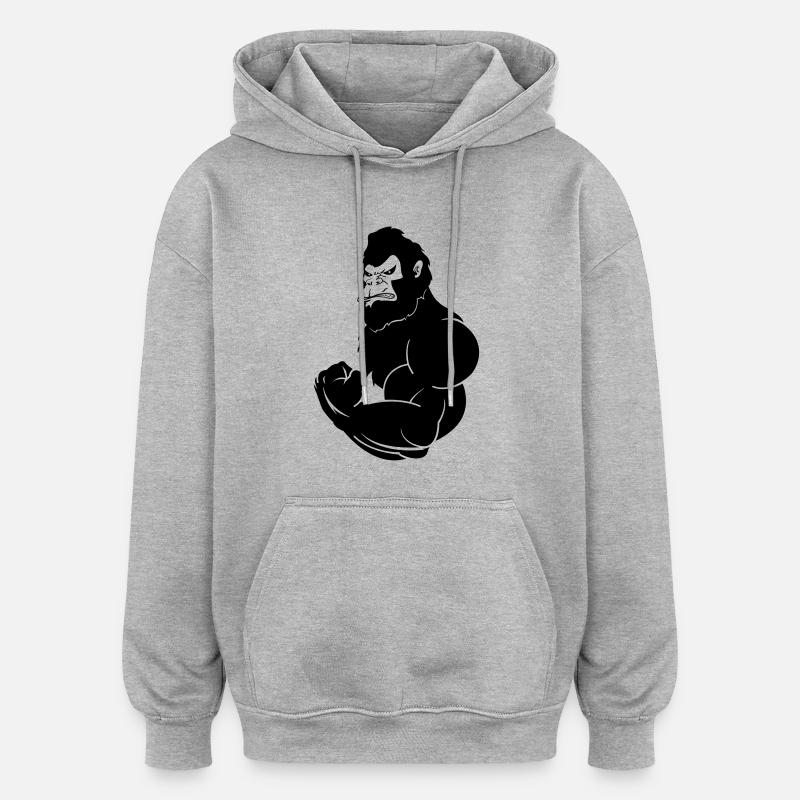 gorilla_beast_001 - Sweat à capuche oversize unisexe - gris chiné