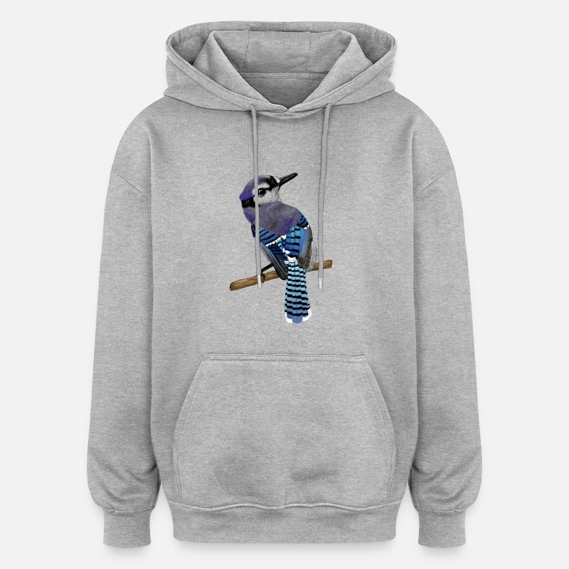 Blue Jay Vogel - Oversized Unisex Hoodie - Grau meliert