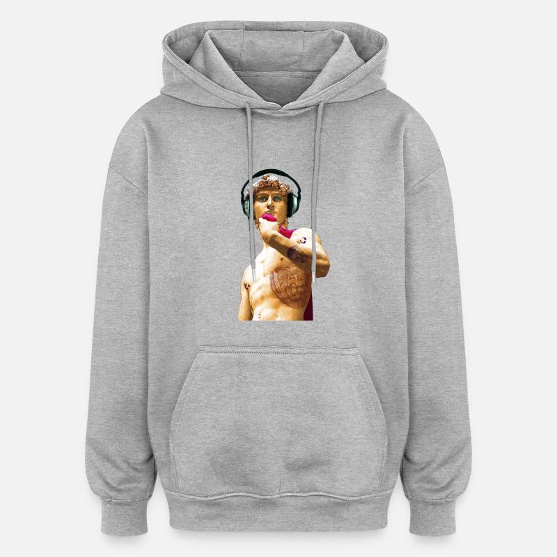 David - Sweat à capuche oversize unisexe - gris chiné