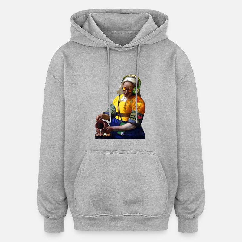 Trayeuse - Sweat à capuche oversize unisexe - gris chiné