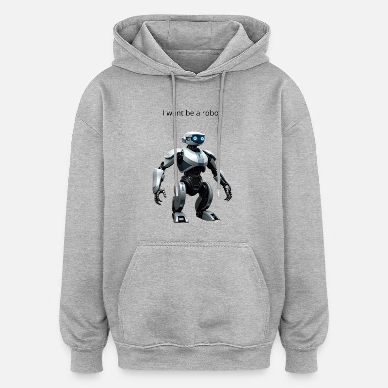 robot - Sweat à capuche oversize unisexe - gris chiné