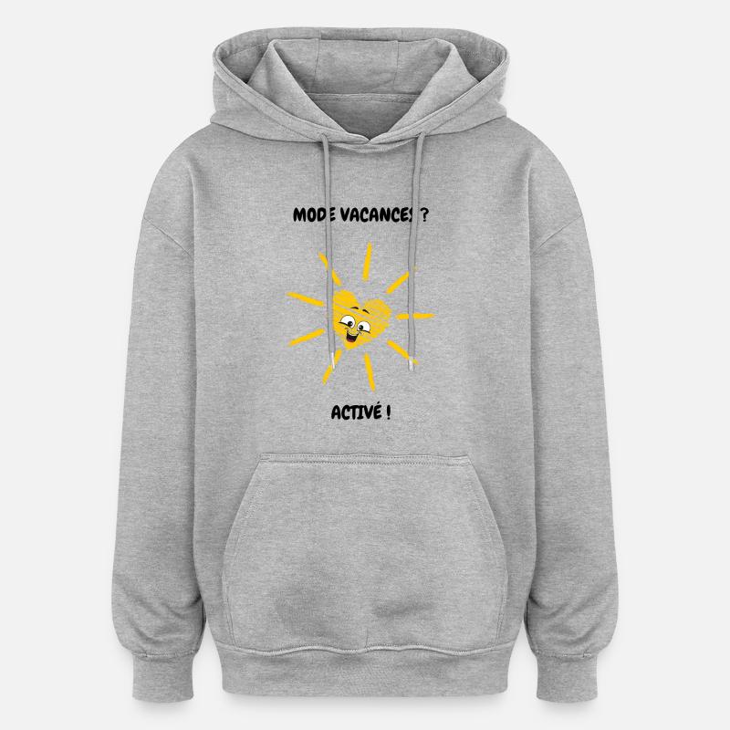 Mode vacances active - Sweat à capuche oversize unisexe - gris chiné