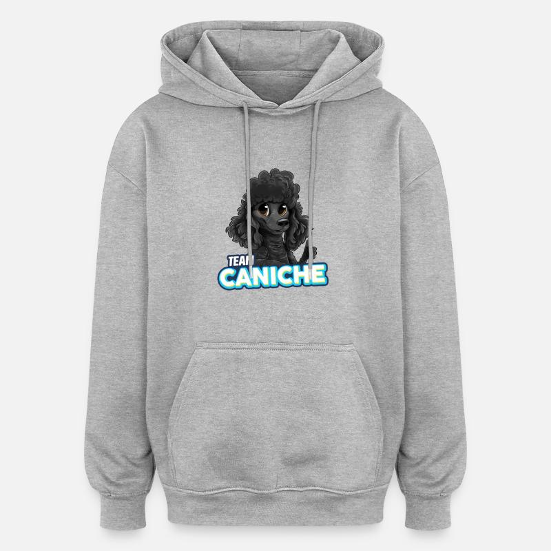 TEAM Caniche - Noir - Sweat à capuche oversize unisexe - gris chiné
