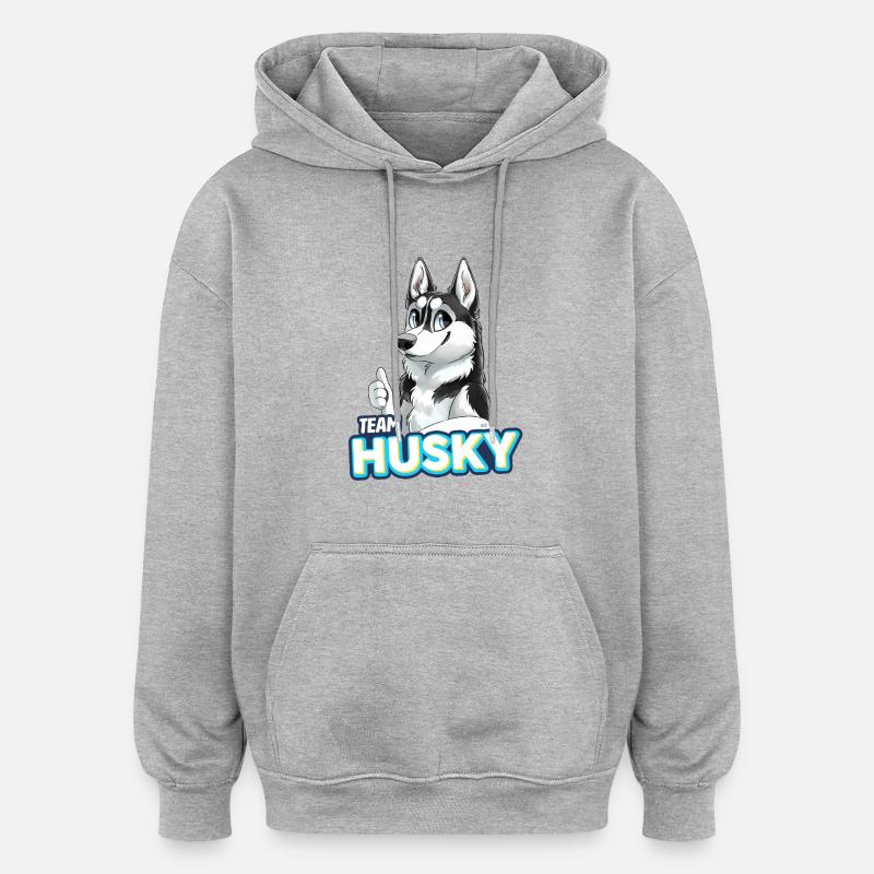 TEAM Husky - Noir - Sweat à capuche oversize unisexe - gris chiné