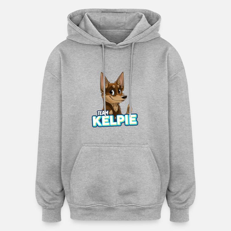 TEAM Kelpie - Chocolat et Tan - Sweat à capuche oversize unisexe - gris chiné