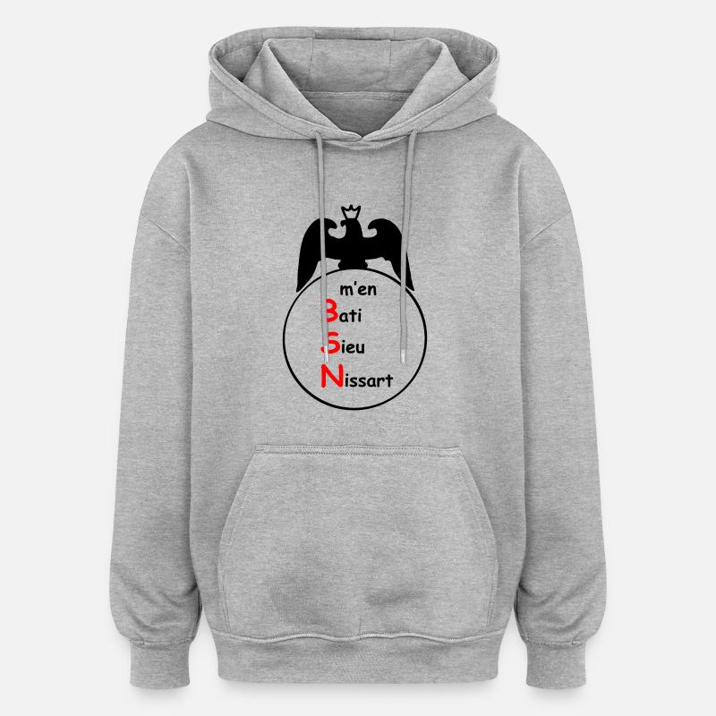 bsn - Sweat à capuche oversize unisexe - gris chiné