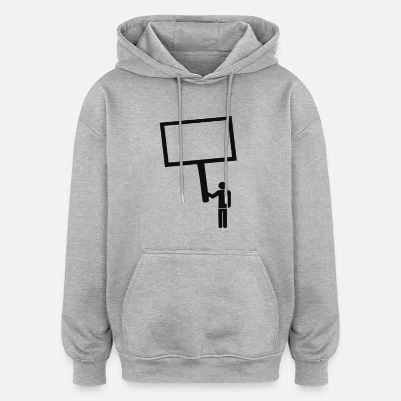 Texte - Message - Sweat à capuche oversize unisexe - gris chiné