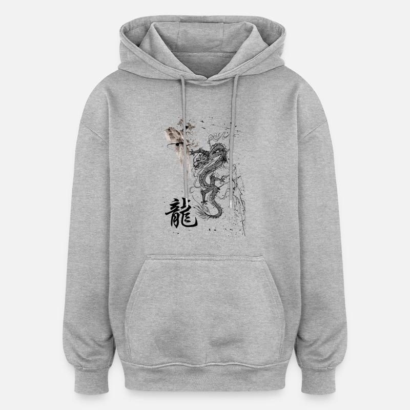 Drago - Sweat à capuche oversize unisexe - gris chiné