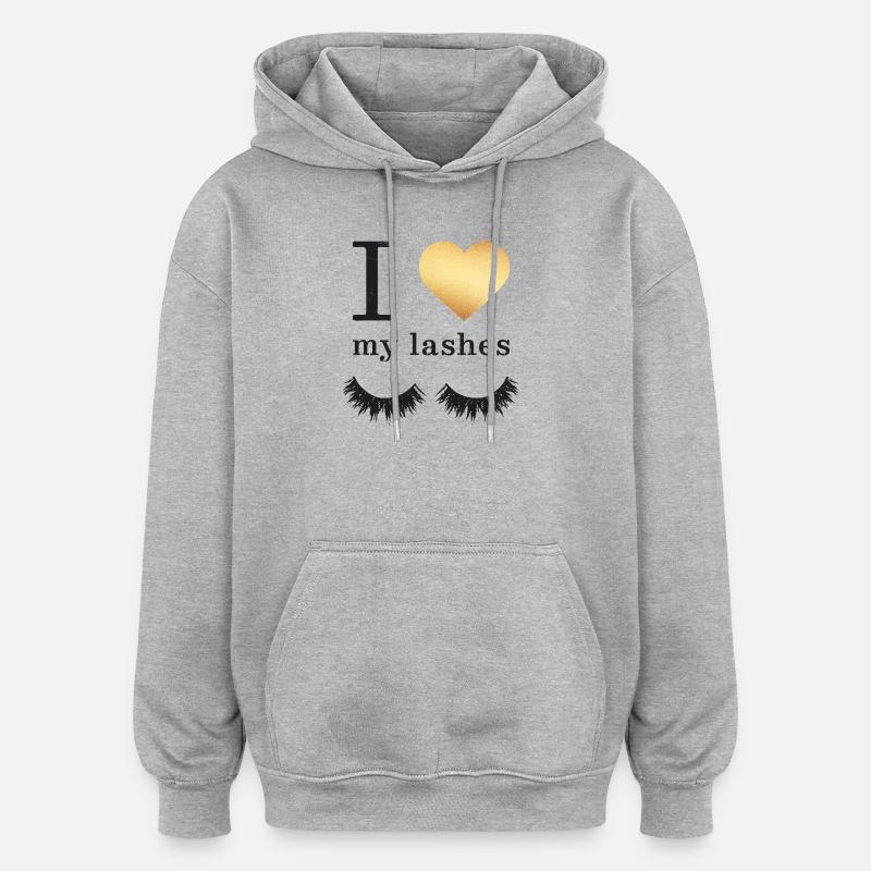 I Love my Lashes - Sweat à capuche oversize unisexe - gris chiné