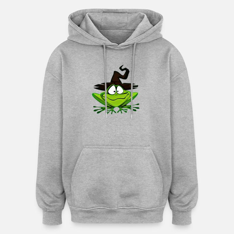 sorcières grenouilles - Sweat à capuche oversize unisexe - gris chiné