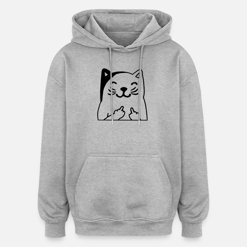 Du kannst mich mal Katze - Oversized Unisex Hoodie - Grau meliert