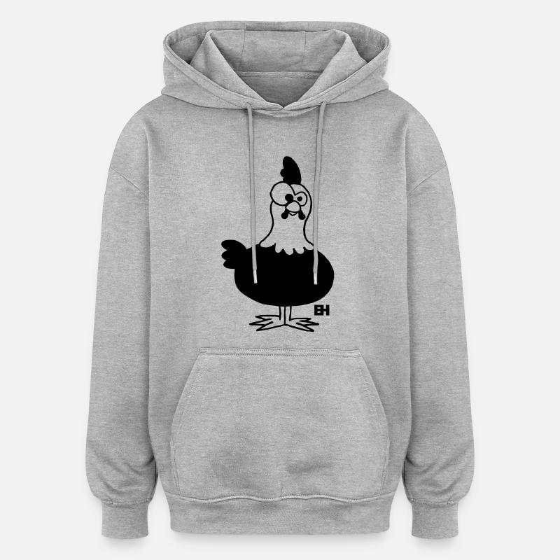 Poulet - Sweat à capuche oversize unisexe - gris chiné