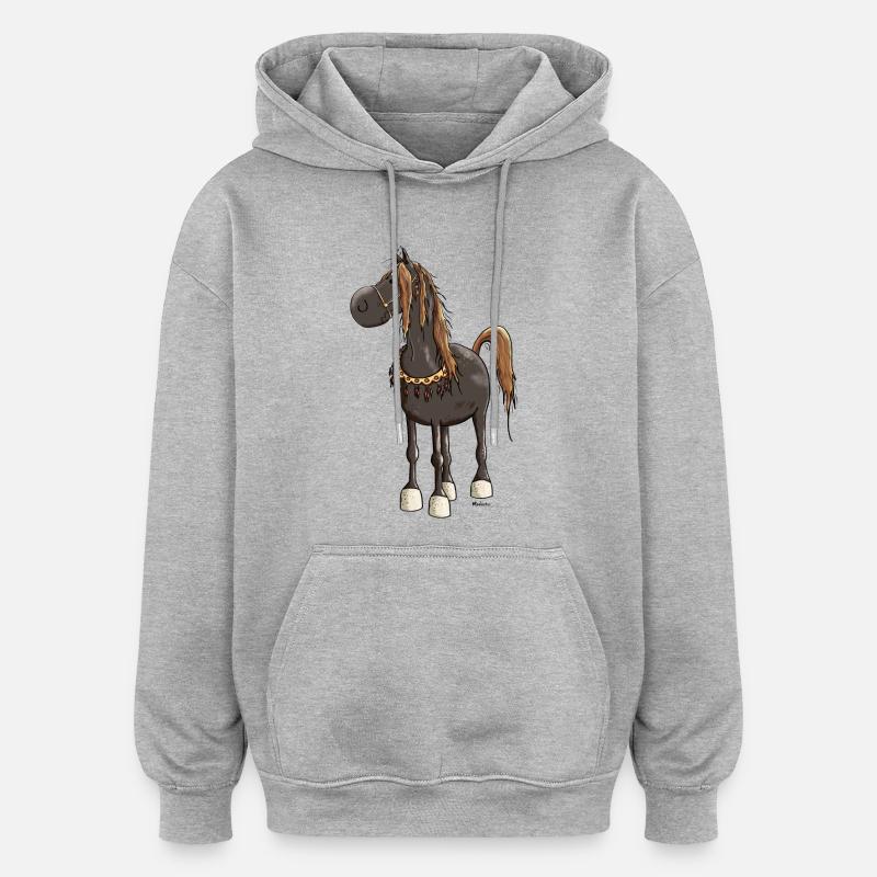 Cheval Arabe Mignon - Chevaux - Sweat à capuche oversize unisexe - gris chiné