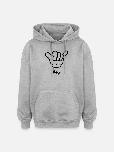 geste hand shaka - Oversized Unisex Hoodie - Grau meliert