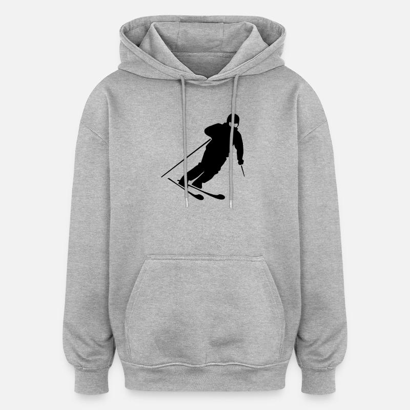 Silhouette d’action de skieur - Sweat à capuche oversize unisexe - gris chiné