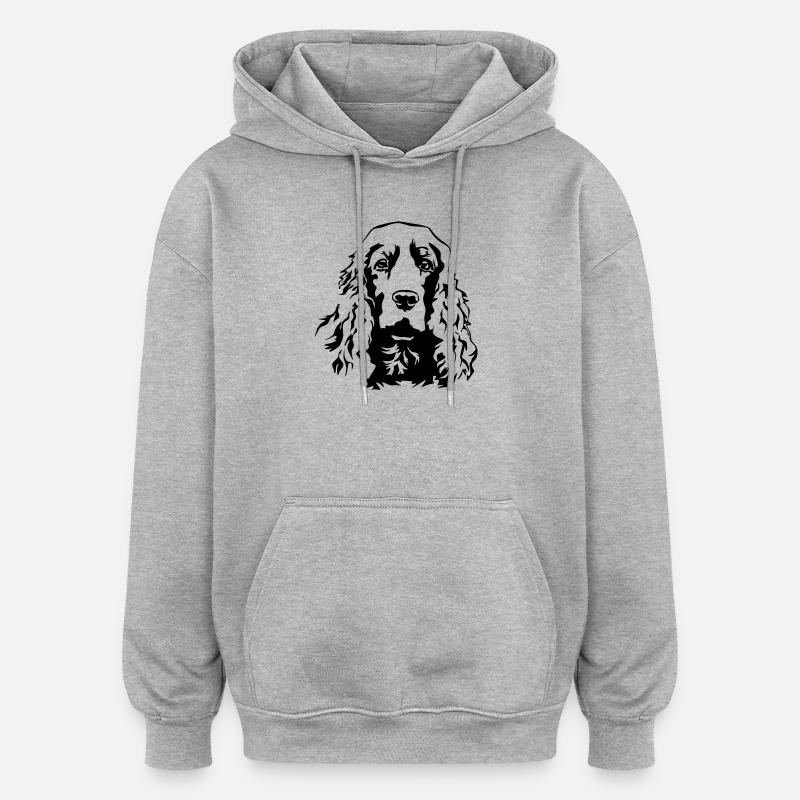 Tête de Cocker Spaniel - Sweat à capuche oversize unisexe - gris chiné