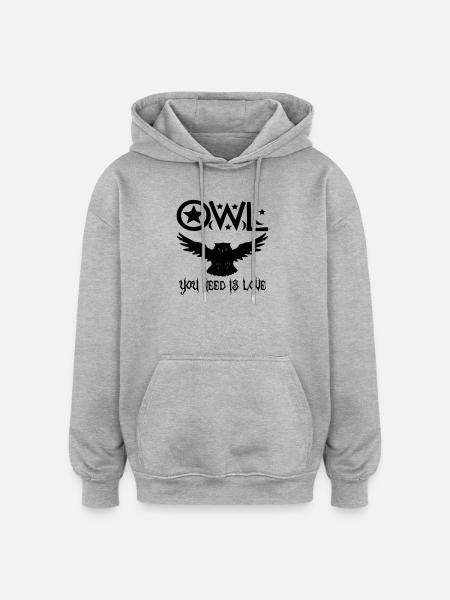 Owl you need is Love - Oversized Unisex Hoodie - Grau meliert