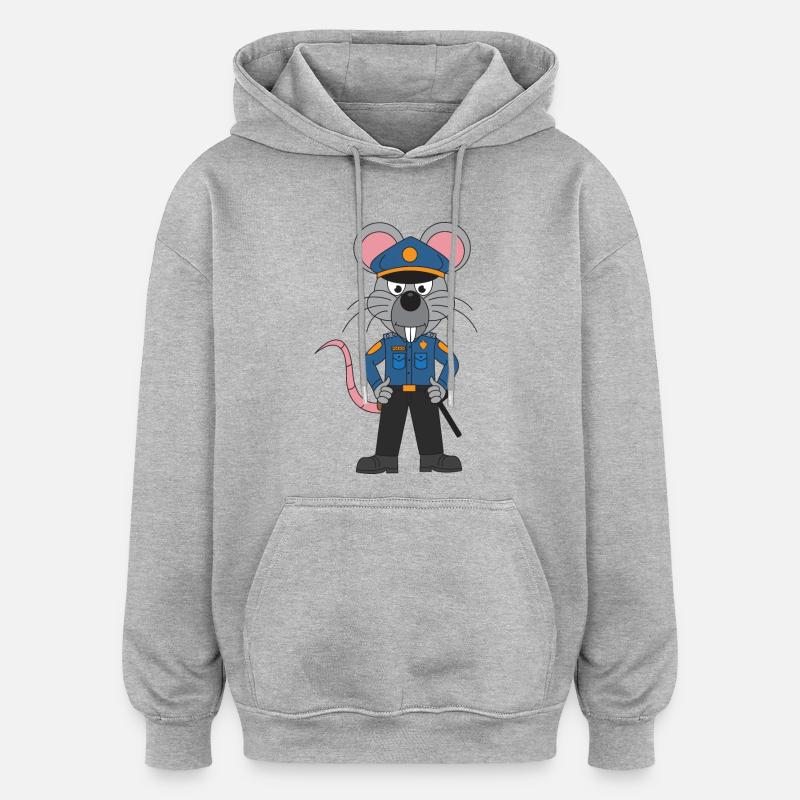 Police Souris/Souris Policier - Sweat à capuche oversize unisexe - gris chiné