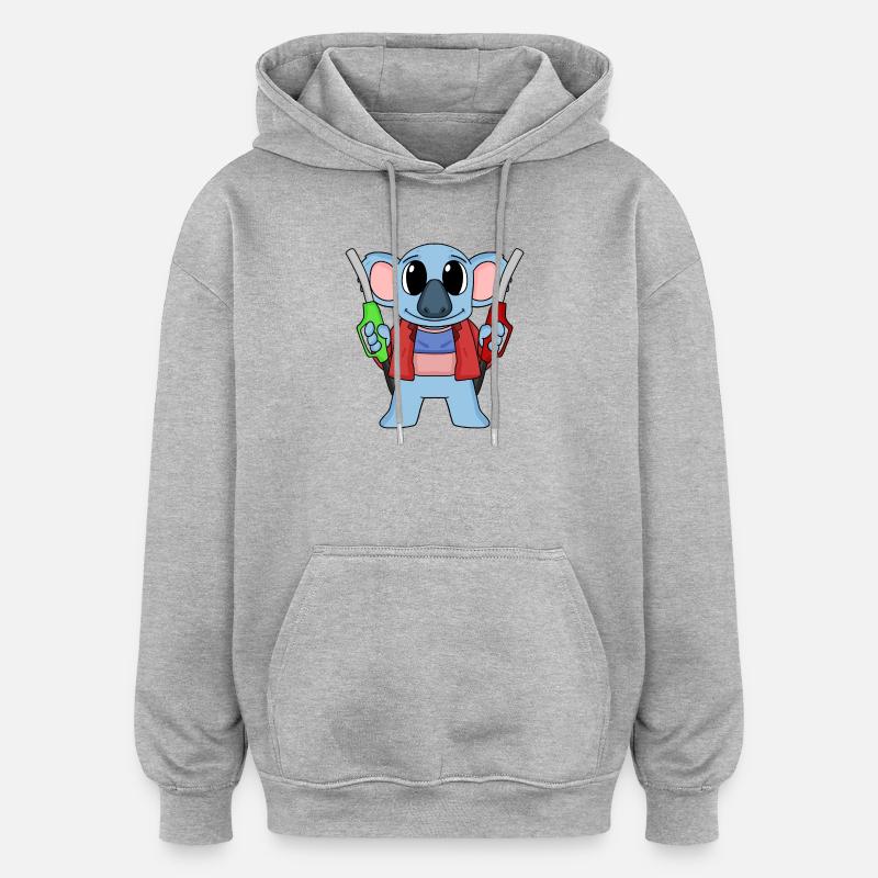 Gas station attendant Koala gas station - Oversized Unisex Hoodie - heather grey
