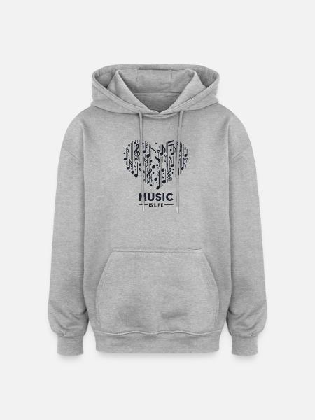 Music is life - Oversized Unisex Hoodie - heather grey