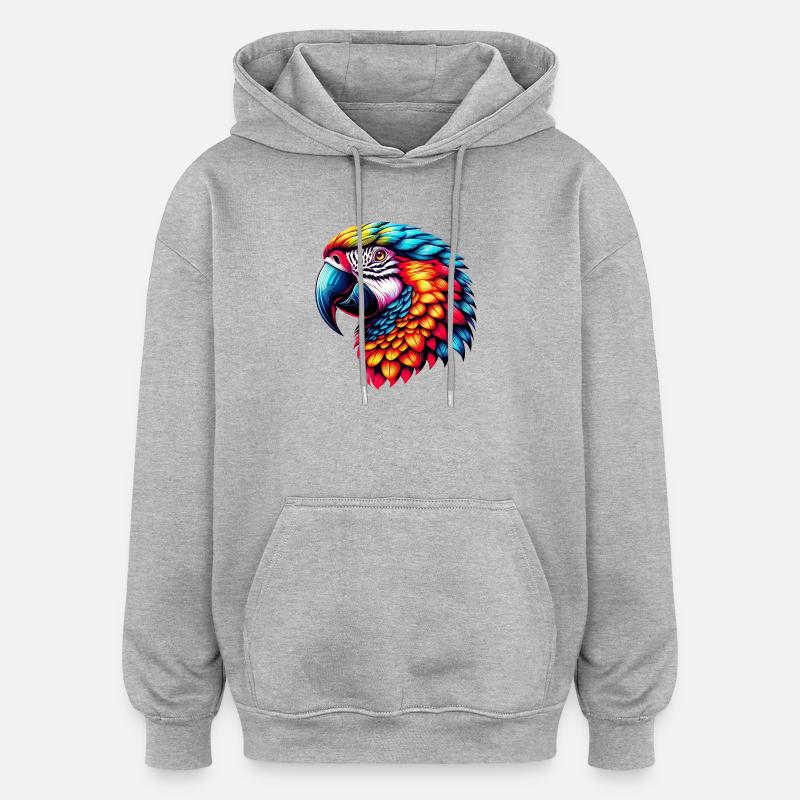 Papagei - Oversized Unisex Hoodie - Grau meliert