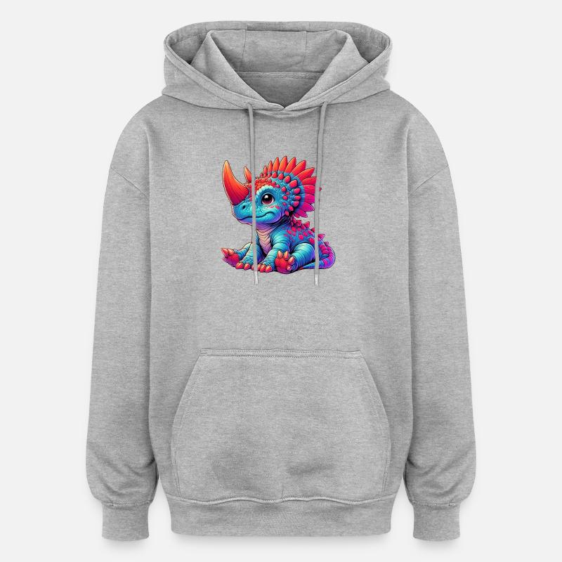 Dinosaure - Sweat à capuche oversize unisexe - gris chiné