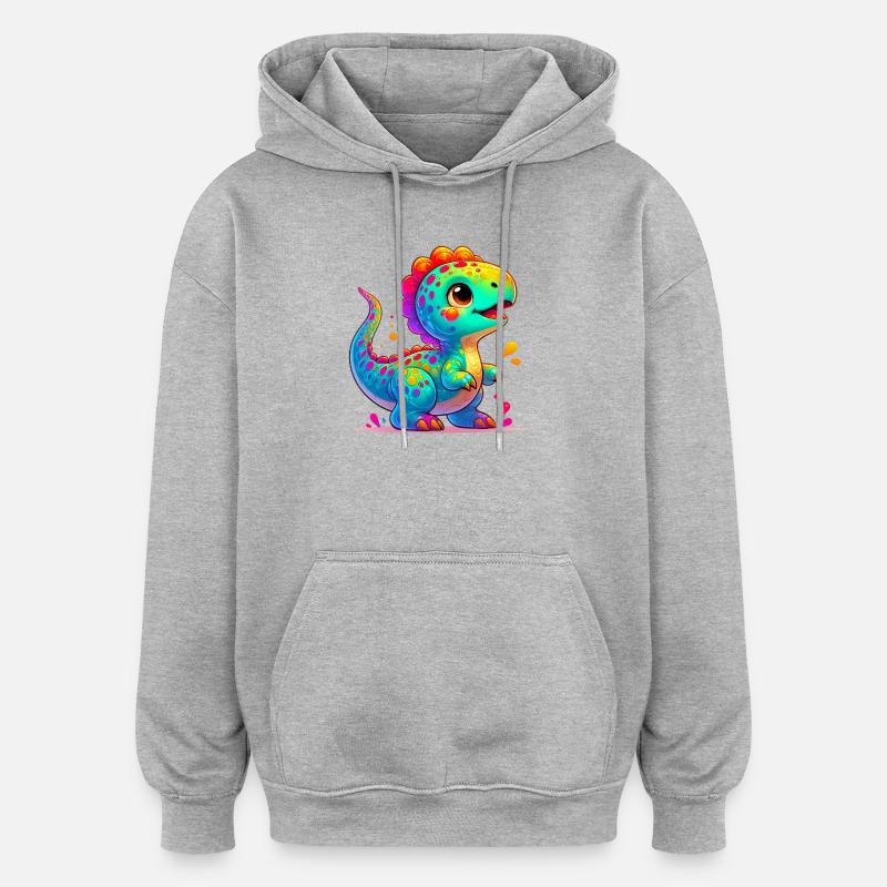 Dinosaur - Oversized Unisex Hoodie - heather grey