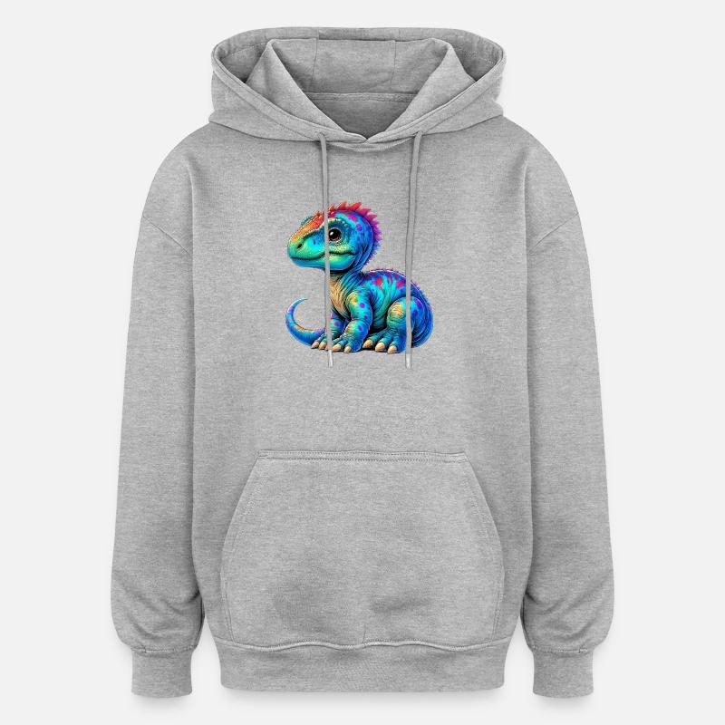 Dinosaure - Sweat à capuche oversize unisexe - gris chiné
