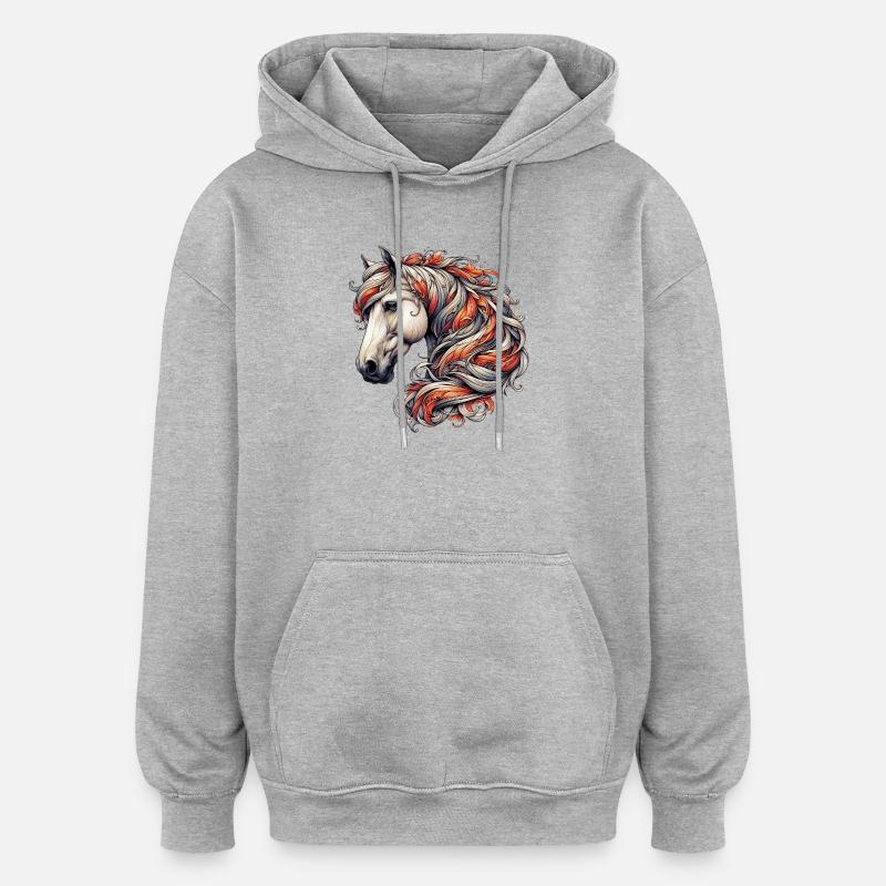 Cheval - Sweat à capuche oversize unisexe - gris chiné