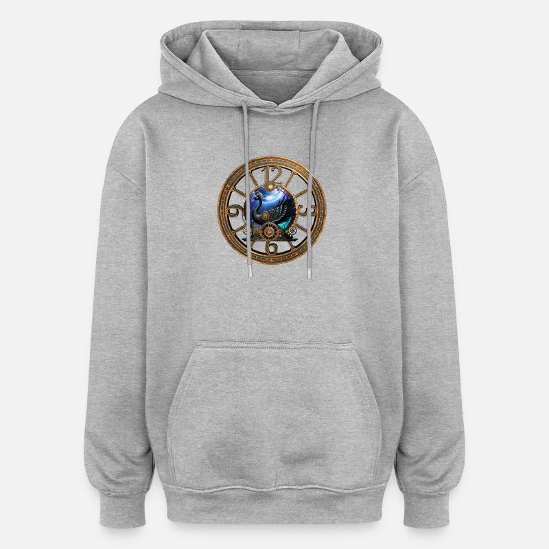Cygne Steampunk Noir - Sweat à capuche oversize unisexe - gris chiné
