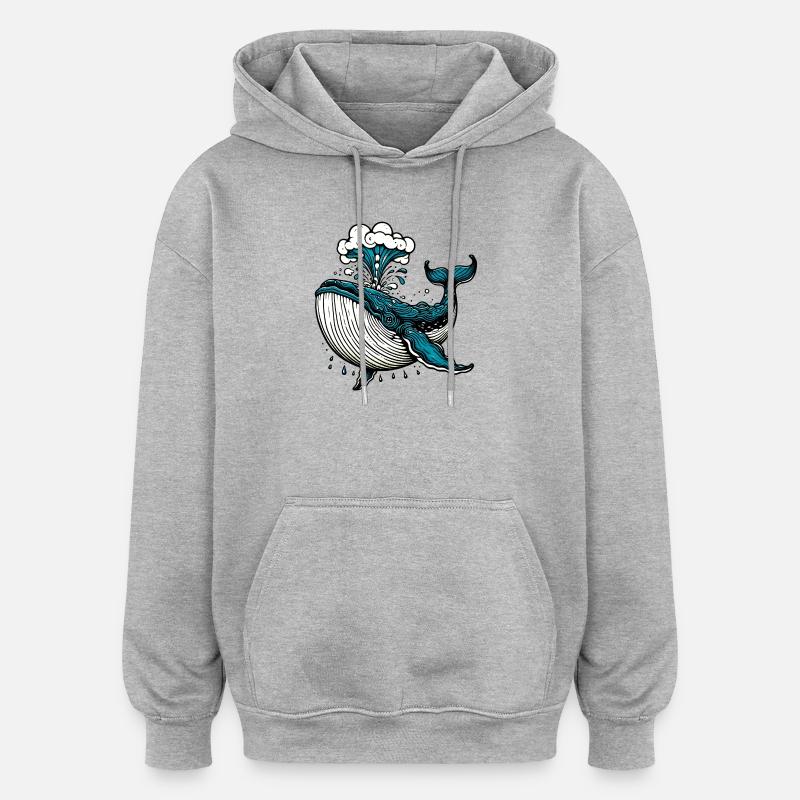 Baleine - Sweat à capuche oversize unisexe - gris chiné