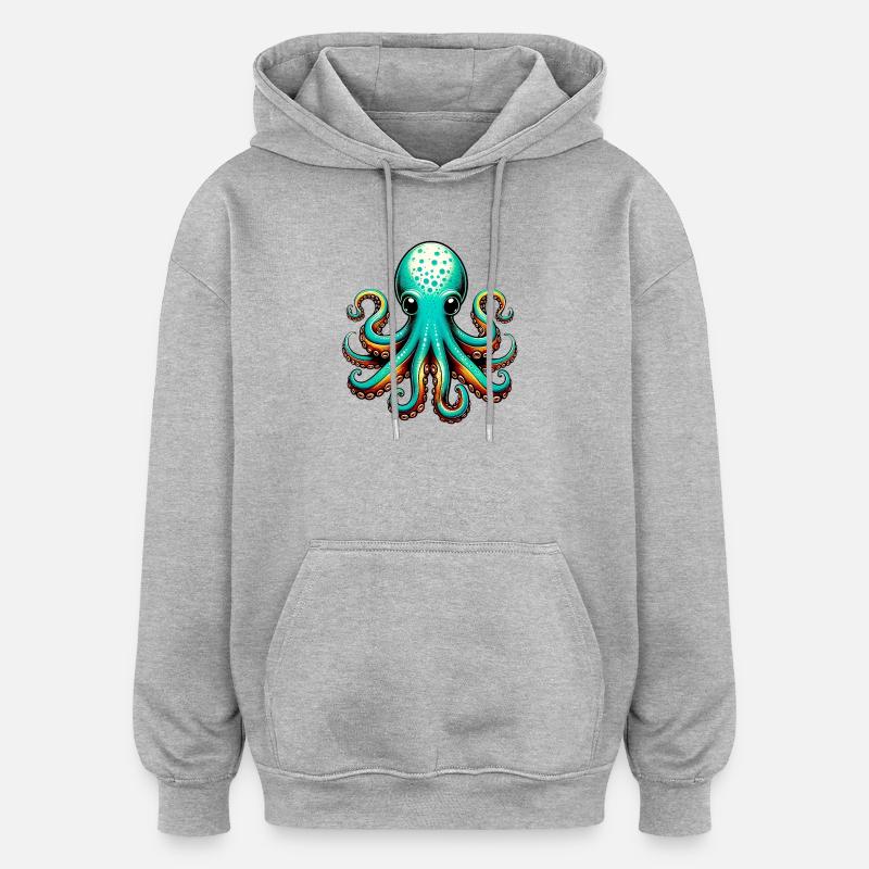 Krake - Oversized Unisex Hoodie - Grau meliert