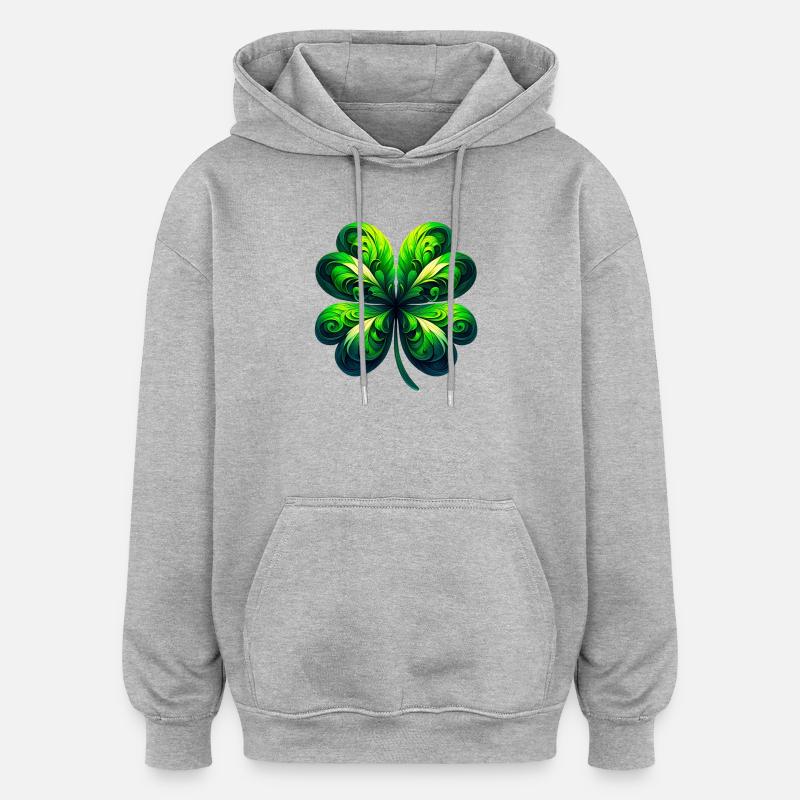 Vierblättriges Kleeblatt - Oversized Unisex Hoodie - Grau meliert