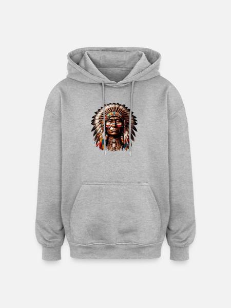 Amérindien Américain - Sweat à capuche oversize unisexe - gris chiné