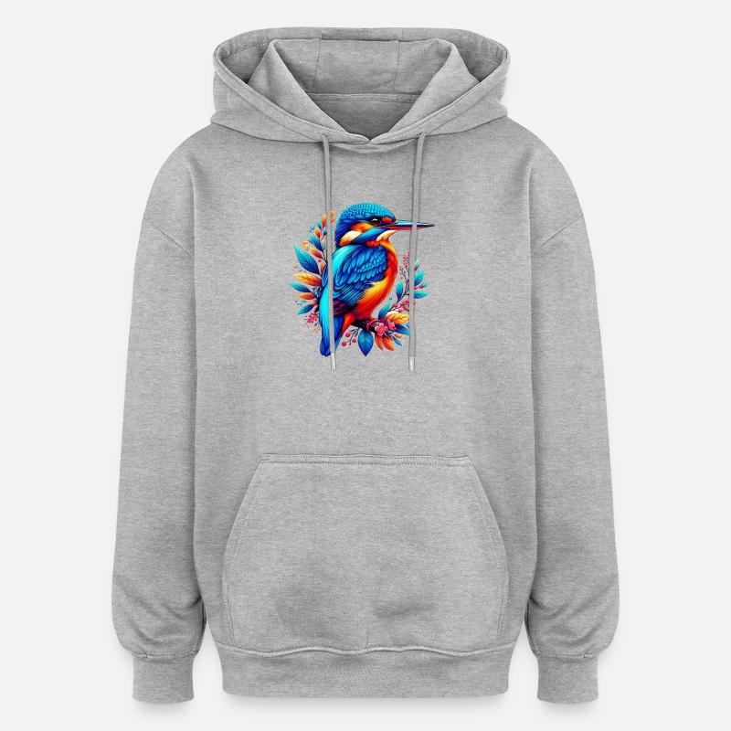 Martin-pêcheur - Sweat à capuche oversize unisexe - gris chiné