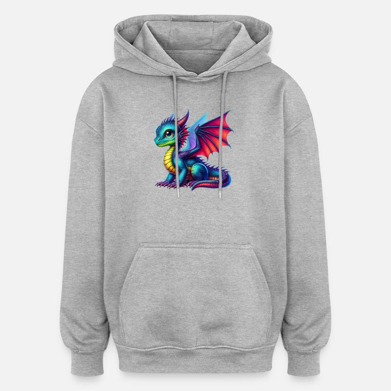 Dragon - Oversized Unisex Hoodie - heather grey